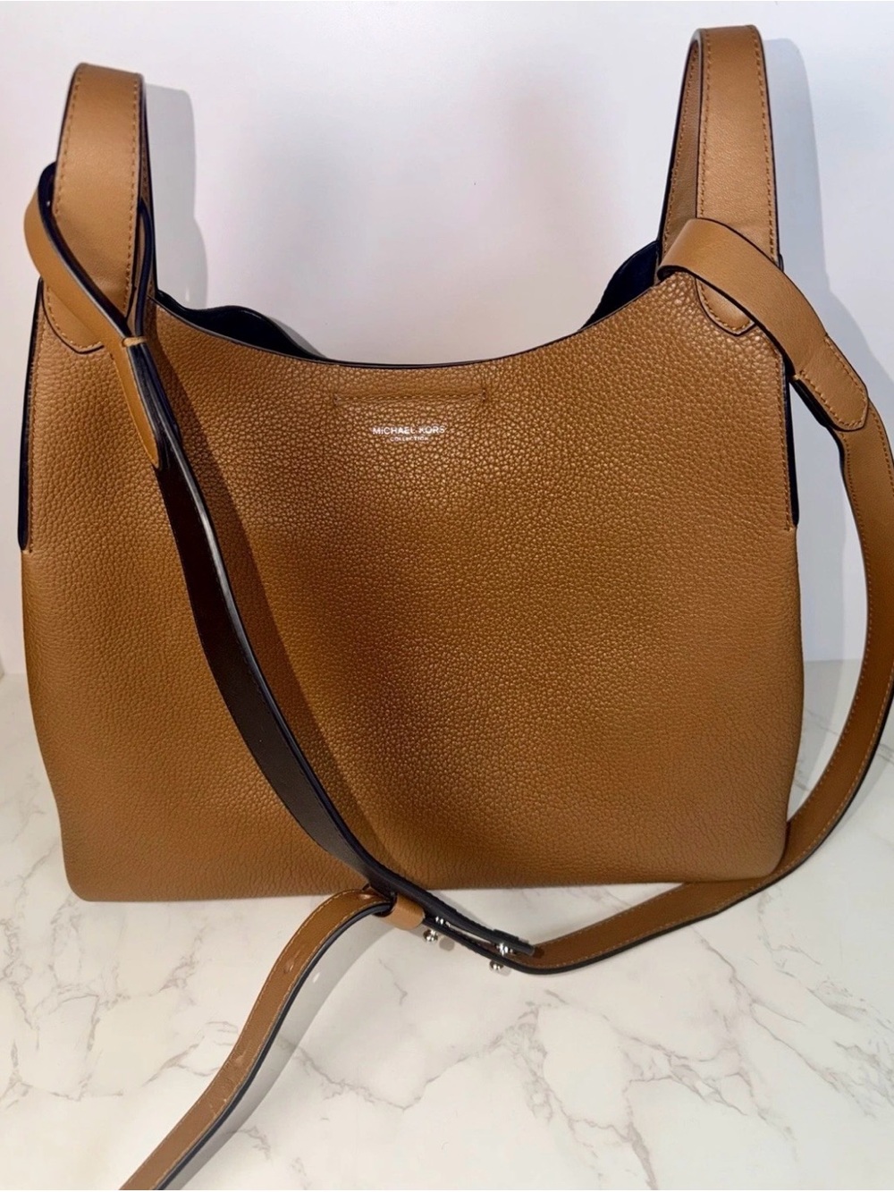 Michael Kors Collection - Daria Tan Pebbled Leather Shoulder Bag